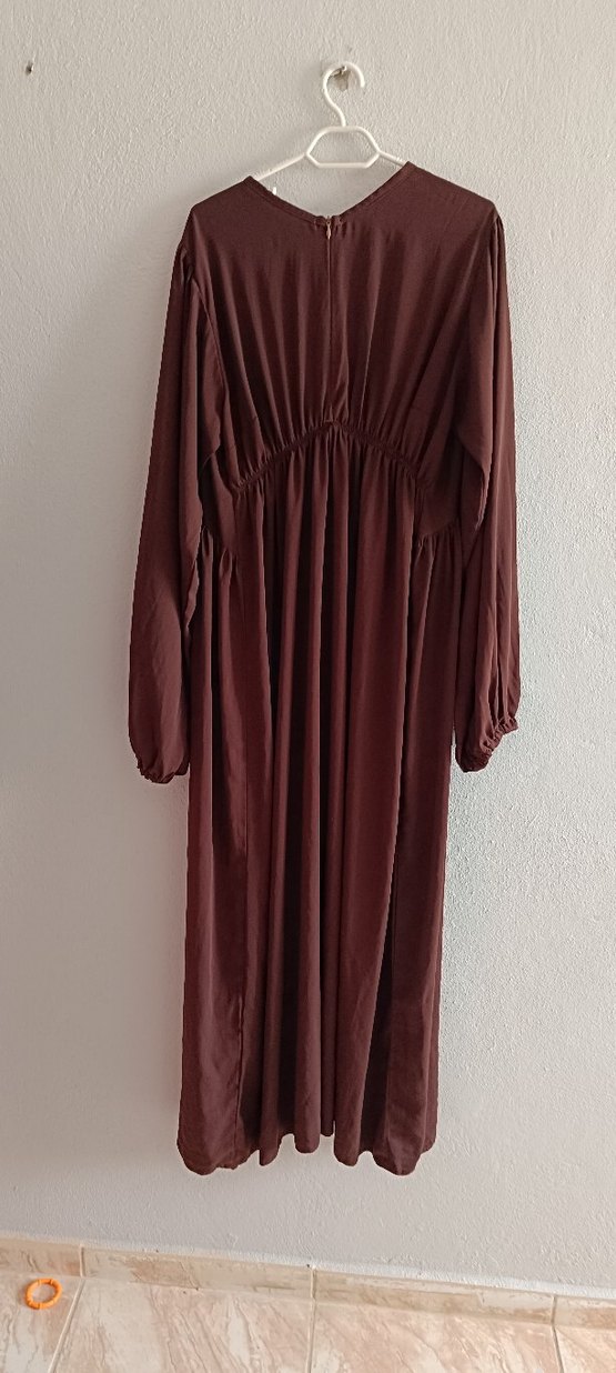 Uzun Kahverengi Bohem Kadın Elbise - Görsel 4