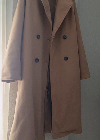 Bej Kadın Süet Kaşe Kaban - Görsel 7