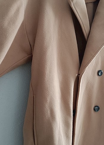 Bej Kadın Süet Kaşe Kaban - Görsel 3