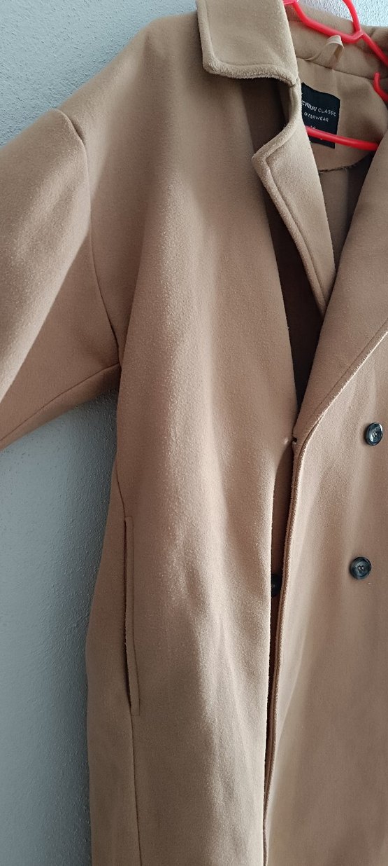 Bej Kadın Süet Kaşe Kaban - Görsel 3