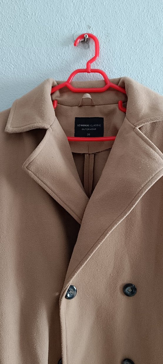 Bej Kadın Süet Kaşe Kaban - Görsel 2