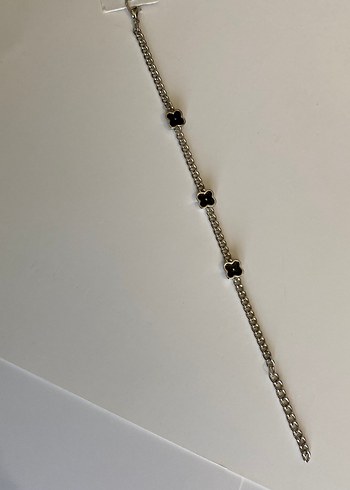 Zincir Detaylı Siyah Minimalist Bileklik