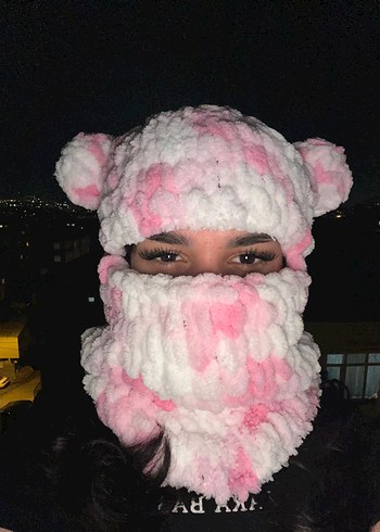 American Vintage Pembe Beyaz Balaclava