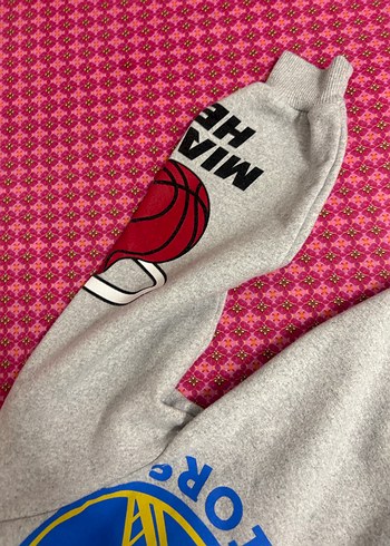 NBA erkek çocuk 
Kapüşonlu Gri Baskılı  Sweatshirt - Görsel 5