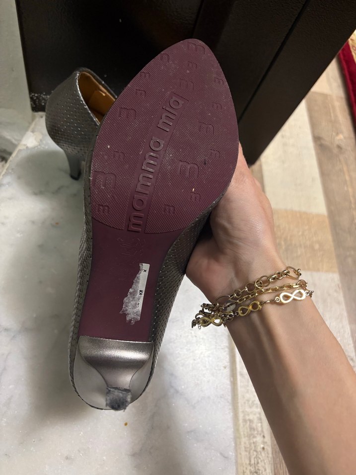 Gri Yılan Desenli Bağcıklı Stiletto - Görsel 5