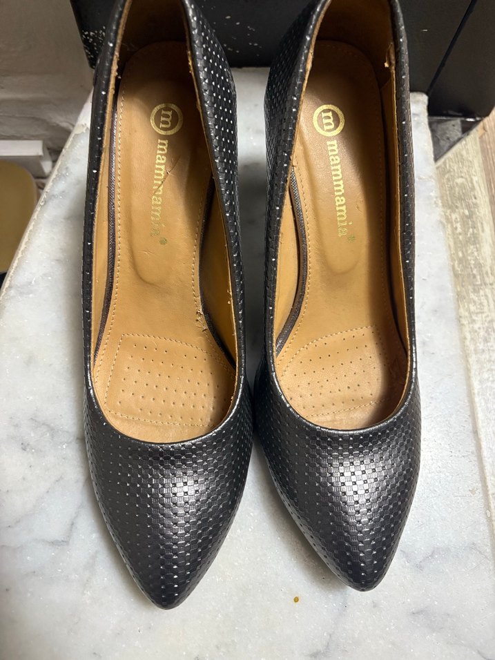 Gri Yılan Desenli Bağcıklı Stiletto - Görsel 2