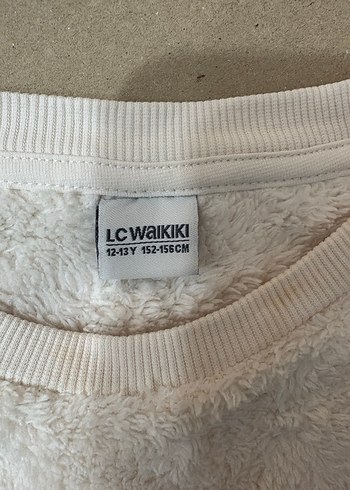 Kızlar için Beyaz Peluş Sweatshirt - Görsel 3