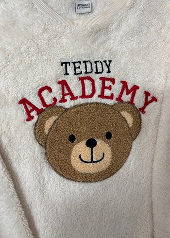 Kızlar için Beyaz Peluş Sweatshirt - Görsel 2