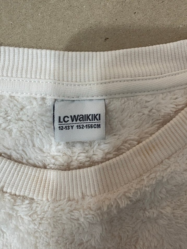 Kızlar için Beyaz Peluş Sweatshirt - Görsel 3