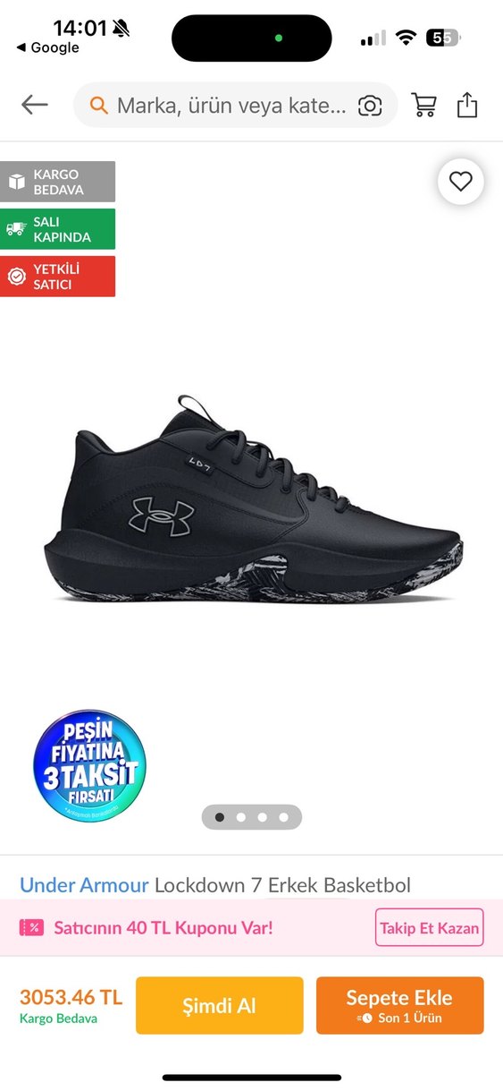 Under Armour 
Kırmızı Siyah Basketbol Ayakkabısı Velcro Detaylı - Görsel 4