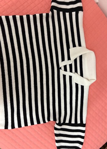 Mavi marka Kadın Siyah Beyaz Çizgili Polo Yaka Kazak - Görsel 3