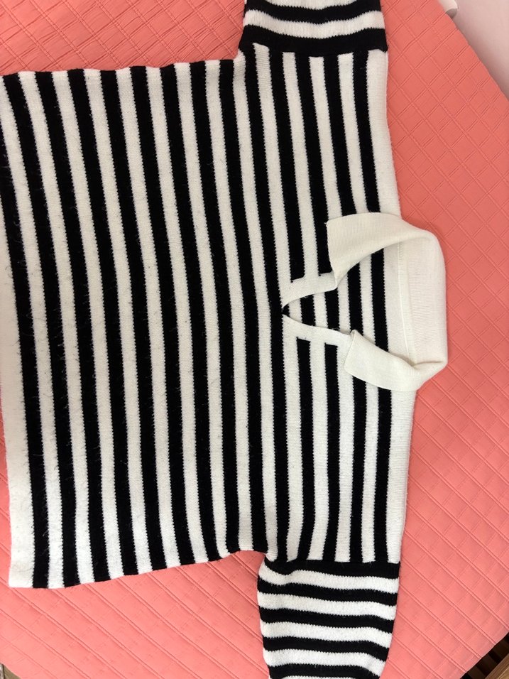 Mavi marka Kadın Siyah Beyaz Çizgili Polo Yaka Kazak - Görsel 3