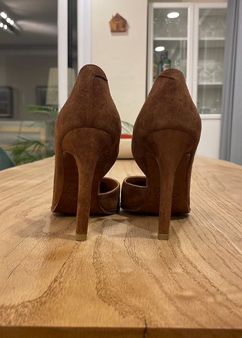 38 Beden camel Renk Taba Süet Stiletto Kadın Ayakkabı