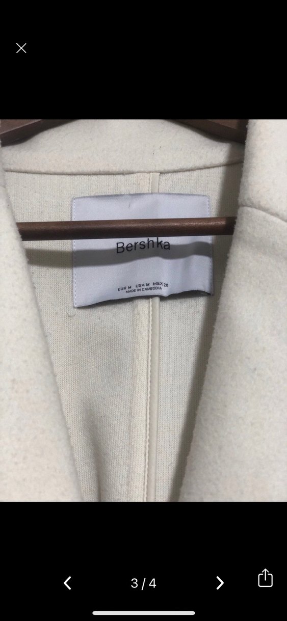 Bershka Krem Rengi Düğmeli Kaban - Görsel 3