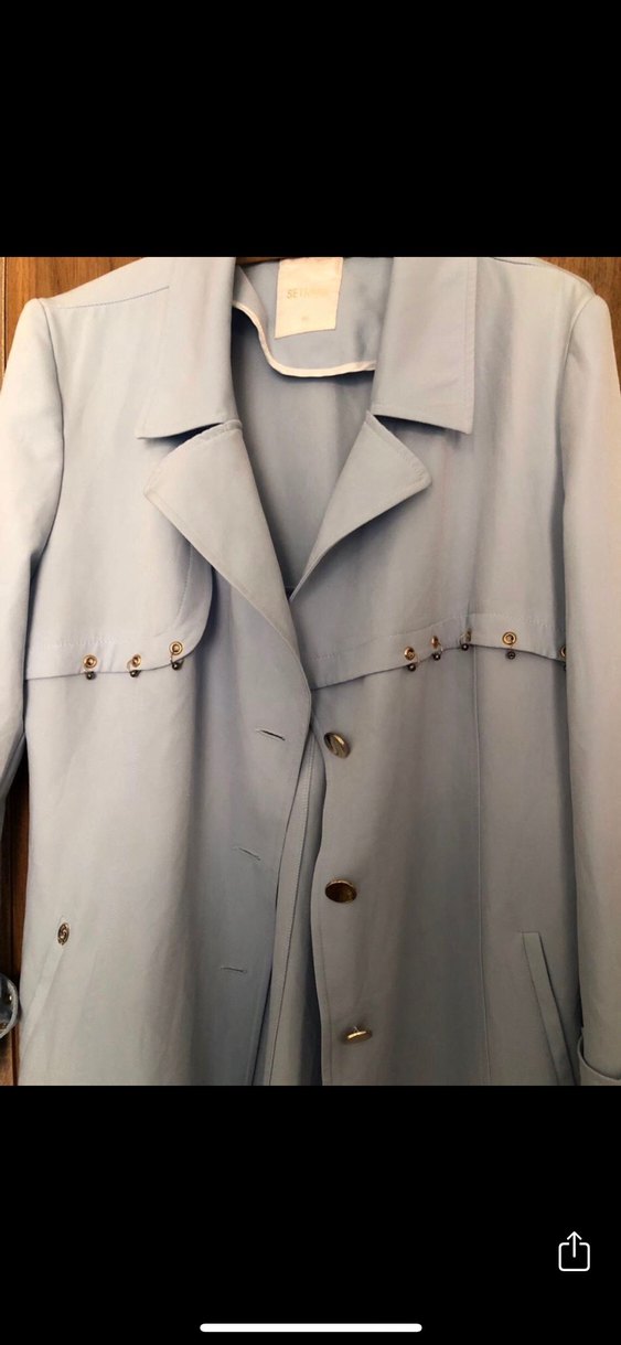 Mavi Uzun Setrms Trençkot - Görsel 3