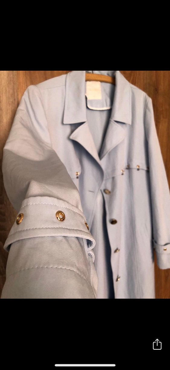 Mavi Uzun Setrms Trençkot - Görsel 5