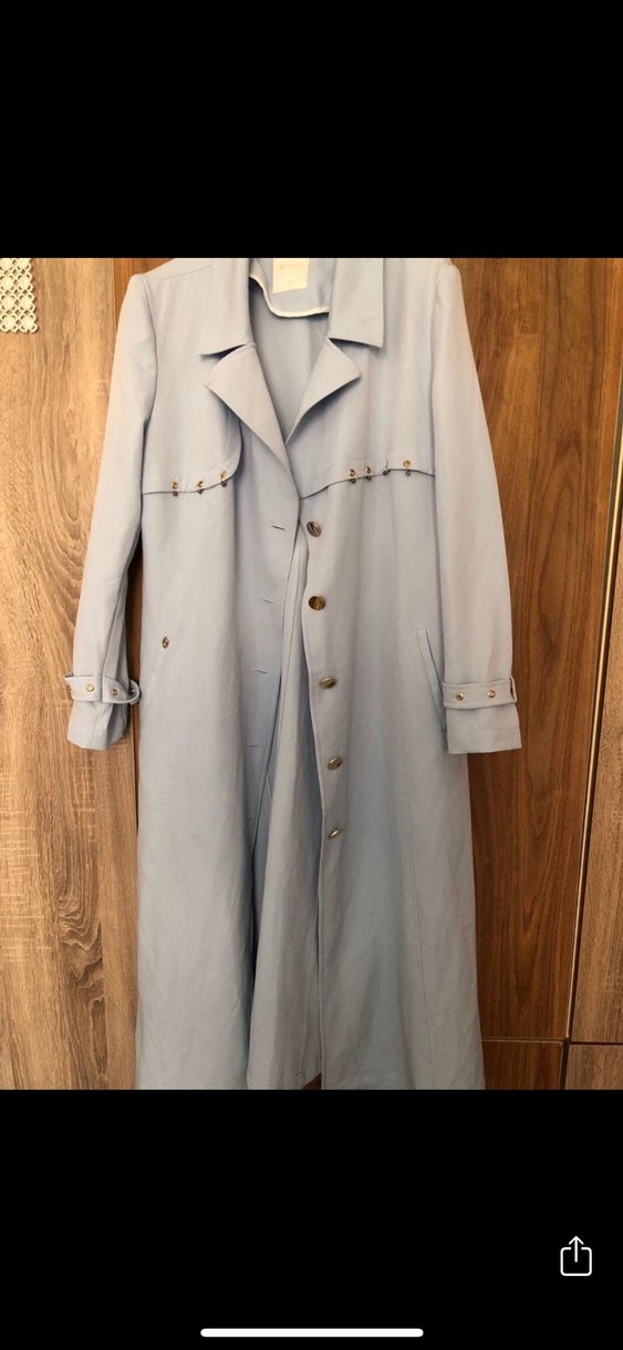 Mavi Uzun Setrms Trençkot - Görsel 2