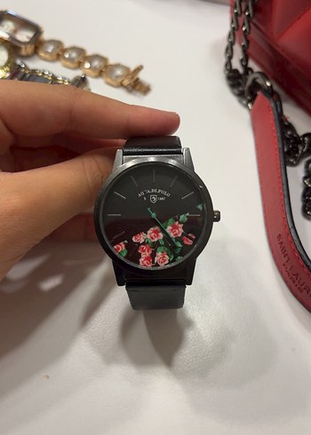 U.S Polo Assn. Çiçekli Siyah Vintage Kadın Kol Saati