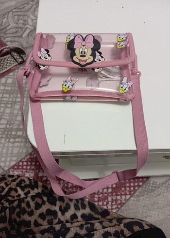 Pembe Minnie Mouse Baskılı Şeffaf Çanta