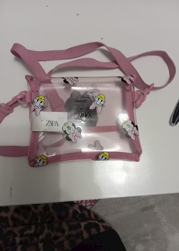 Beden Pembe Minnie Mouse Baskılı Şeffaf Çanta