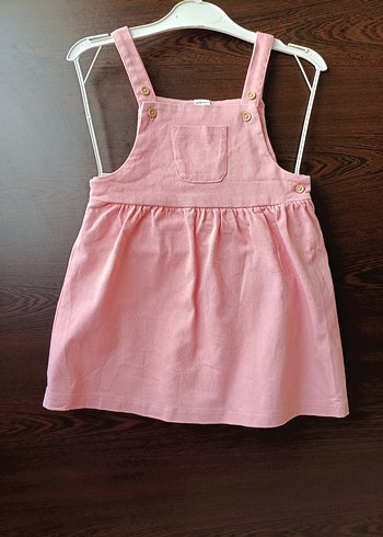 Kız Çocuk Pembe Keten Askılı Elbise
