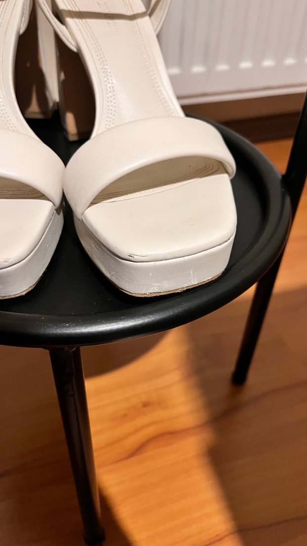 Beyaz Minimalist Platform Topuklu Kadın Ayakkabı - Görsel 4