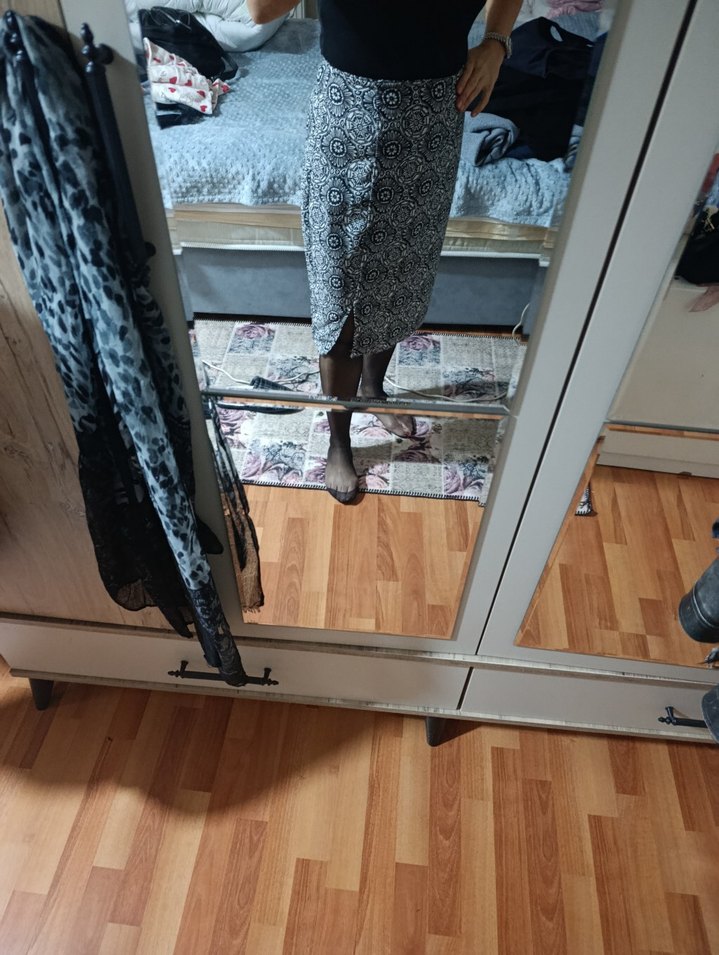 Bohem Desenli Gri desenli Etek - Görsel 2