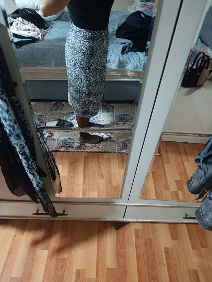 Bohem Desenli Gri desenli Etek - Görsel 3