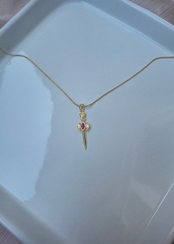 swarovski Altın Renk Mini Zincir Detaylı Kadın Kolye