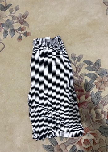 Çizgili Gri Pamuklu Erkek Şort - Görsel 3