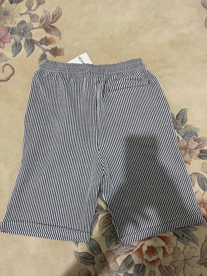 Çizgili Gri Pamuklu Erkek Şort - Görsel 2