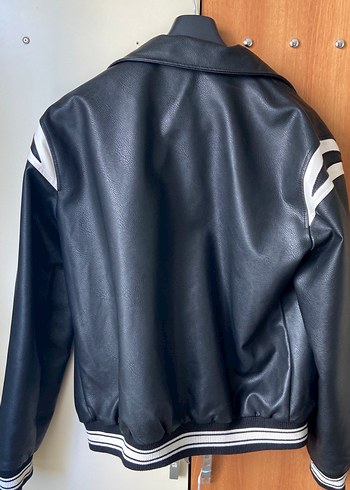 Erkek Siyah Deri Ceket, Fermuarlı - Görsel 2