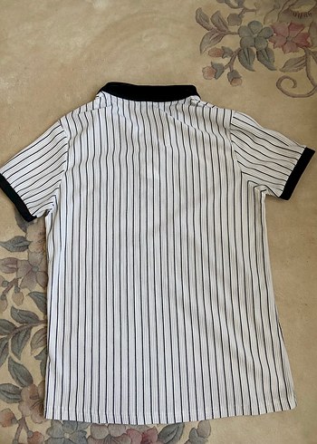 Düğmeli Çizgili Erkek Polo Tişört - Görsel 2