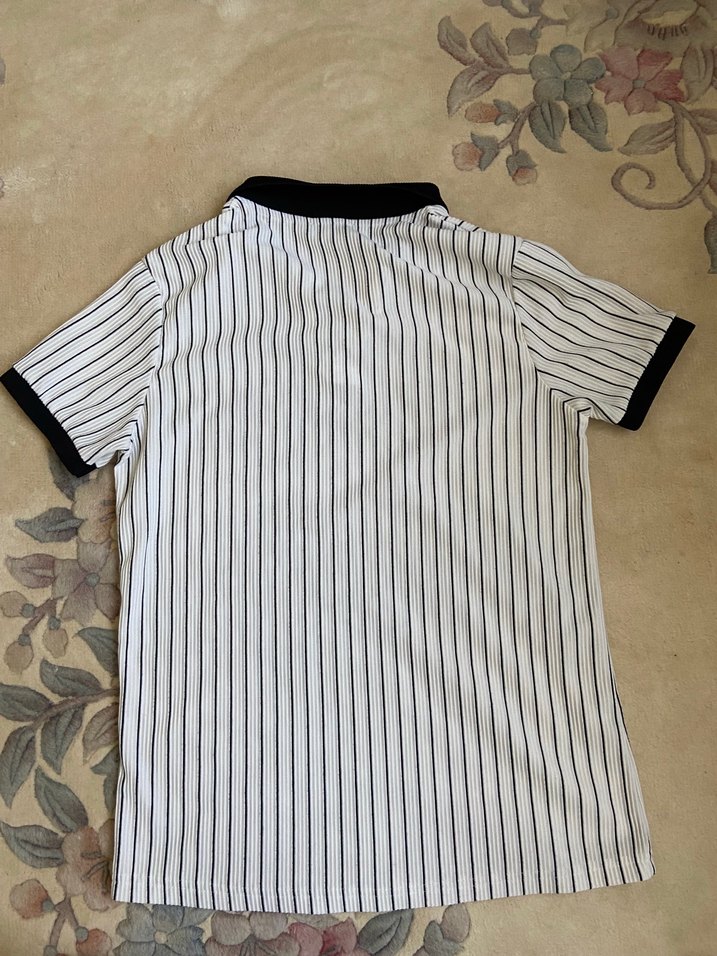 Düğmeli Çizgili Erkek Polo Tişört - Görsel 2