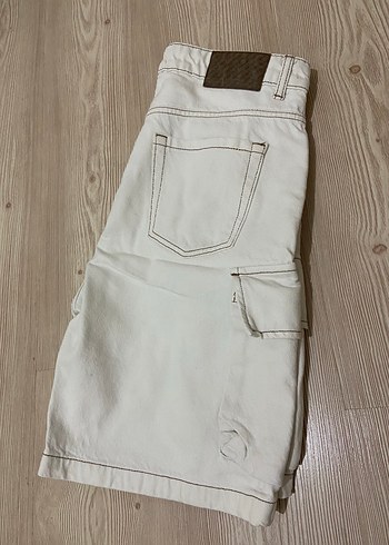 Erkek Beyaz Pamuklu Rahat Kesim şort - Görsel 4