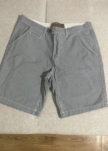 Düğmeli Gri Erkek Denim Şort