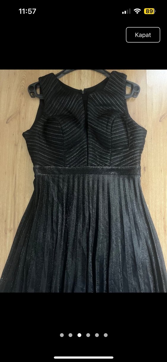 Uzun Pilili Siyah Gotik Abiye Elbise - Görsel 2