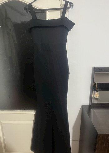 Uzun Siyah Drapeli Gotik Abiye Elbise - Görsel 5