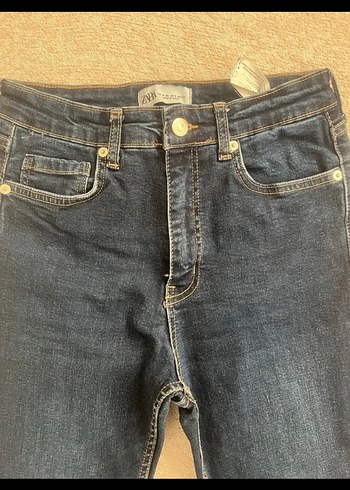 Düğmeli Lacivert Kadın Kot Pantolon