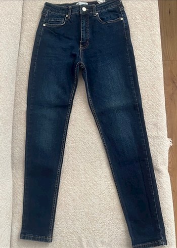 Zara Düğmeli Lacivert Kadın Kot Pantolon