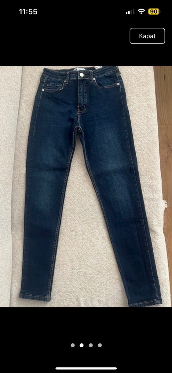 Düğmeli Lacivert Kadın Kot Pantolon - Görsel 2