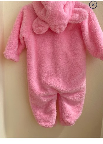 Pembe Kapüşonlu Bebek Kız Tulumu - Görsel 5