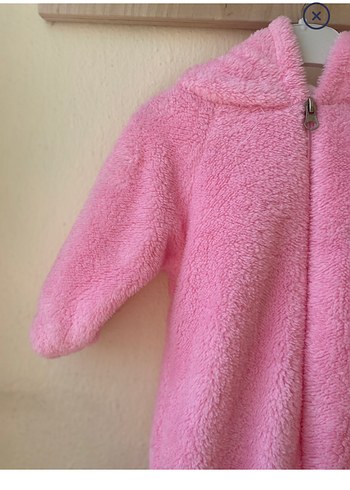 Pembe Kapüşonlu Bebek Kız Tulumu - Görsel 4