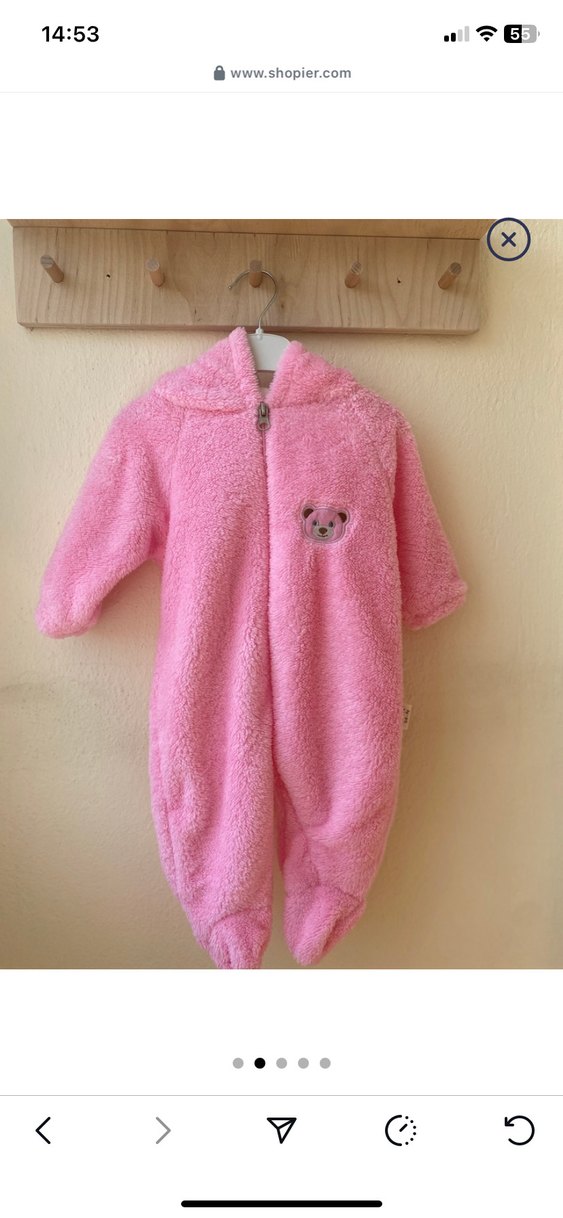 Pembe Kapüşonlu Bebek Kız Tulumu - Görsel 2