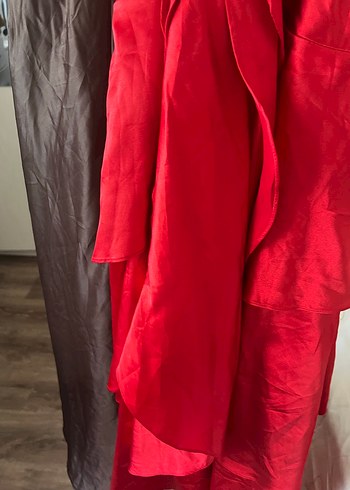 Kahverengi Drapeli Straplez Uzun Elbise - Görsel 4