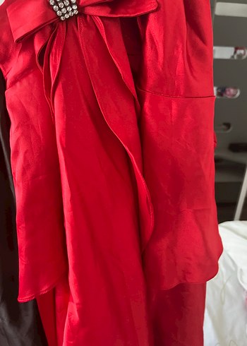 Kahverengi Drapeli Straplez Uzun Elbise - Görsel 5