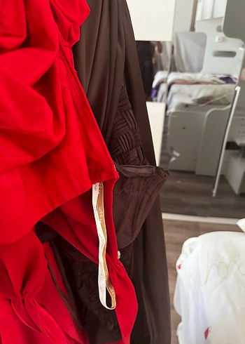 Kahverengi Drapeli Straplez Uzun Elbise - Görsel 3