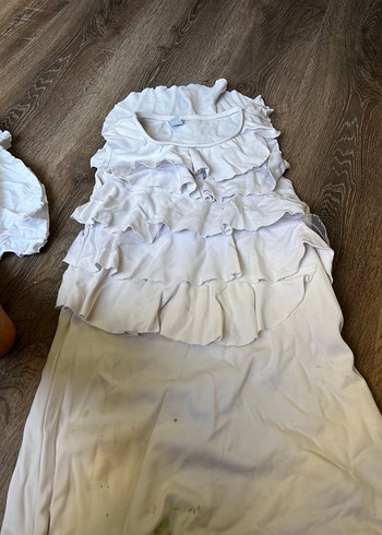 Zara Zara Kids Beyaz Baskılı Çocuk elbise 9-10 Yaş