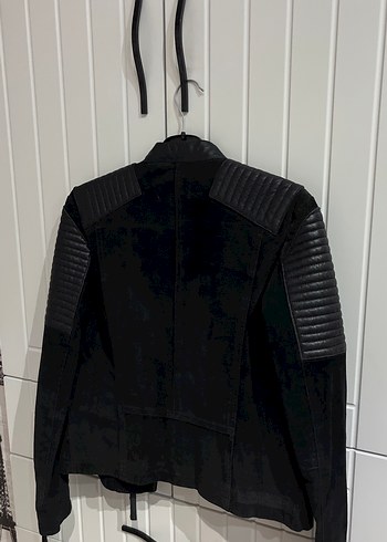 Kadın Siyah Deri Biker Ceket - Görsel 5