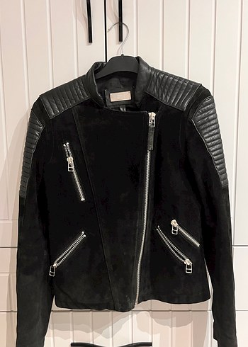 Kadın Siyah Deri Biker Ceket - Görsel 4